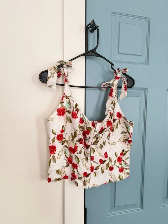 Anthropologie Eri + Ali Wildflower Cropped Tank Top Size Large - Picture 2 of 13